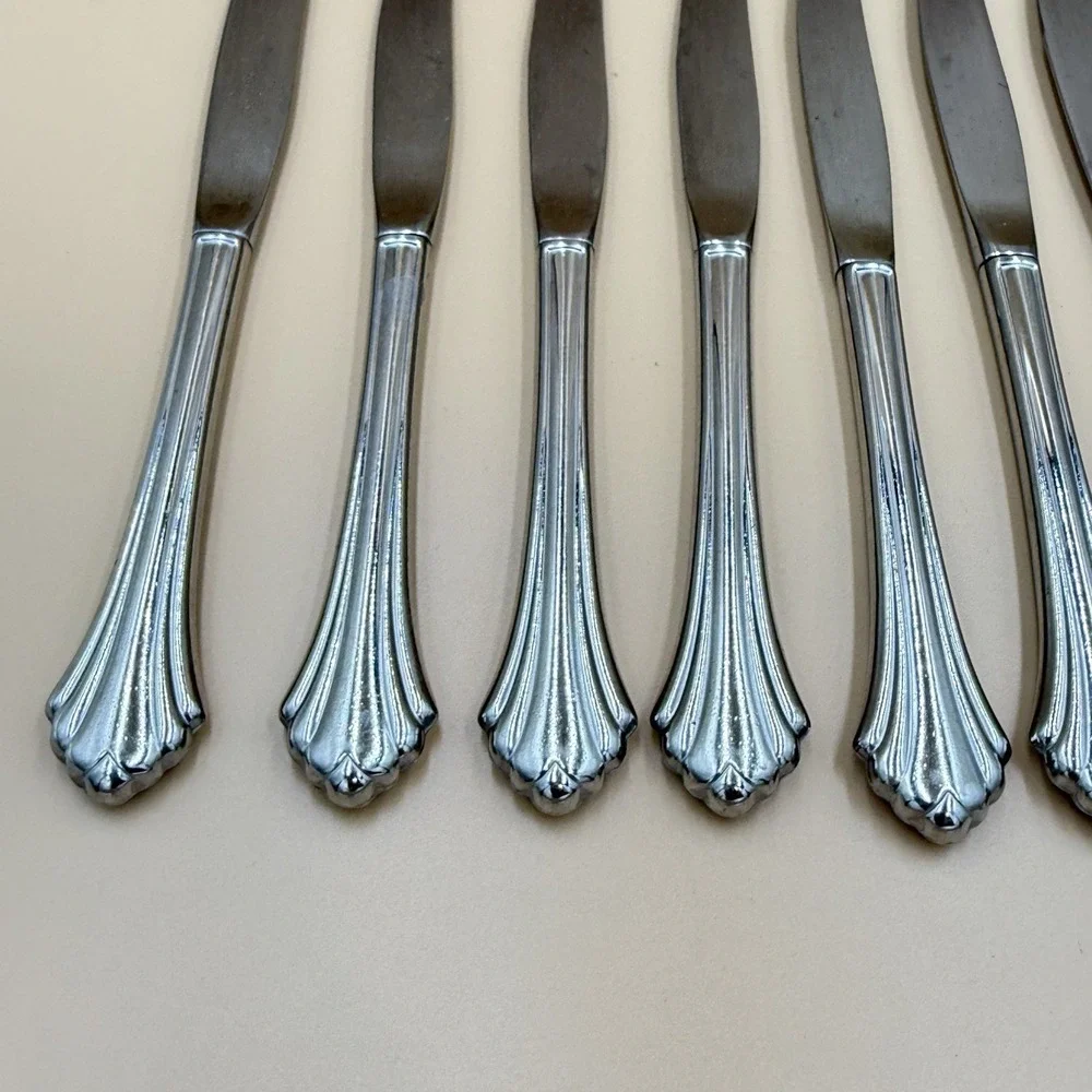 Oneida Bancroft Dinner Knives Lot Of 8 Replacement Vintage USA Stainless Steel